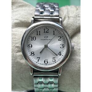 Viewpoint Silver Tone Stretch Band Women’s Quartz Watch